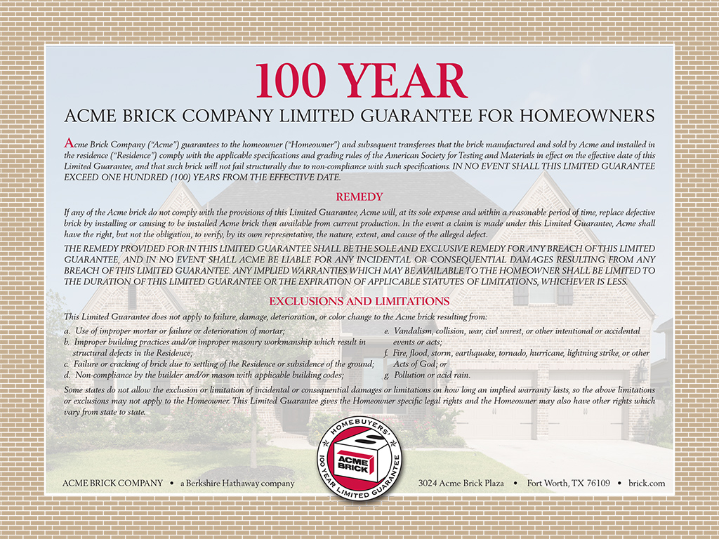 100 year limited guarantee, front